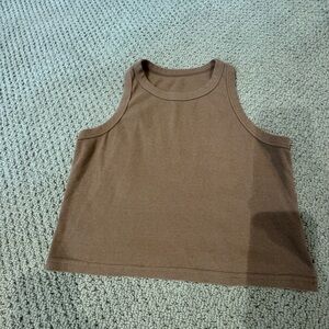 Brown Cropped Ribbed Tank Top